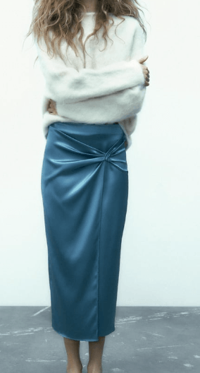 falda satinada midi de Zara